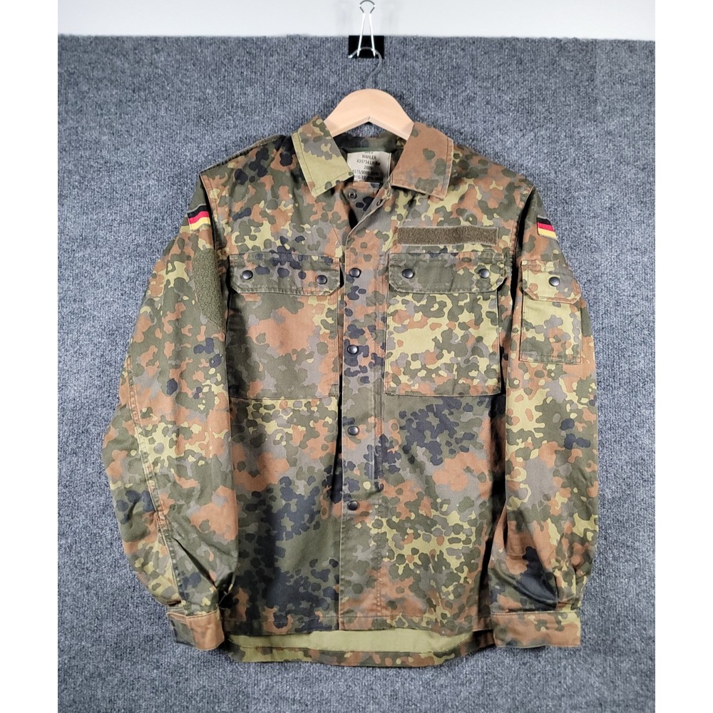 Wahler Jacket Mens Small Green Camo Flecktarn Military Button Front Germany